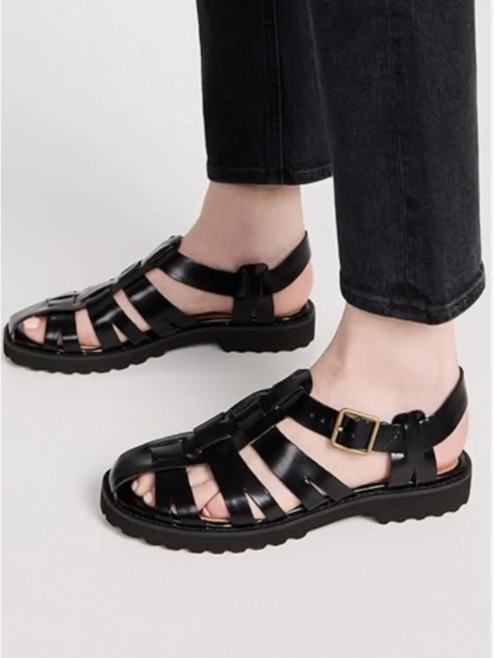 MADEWELL The Cari Fisherman Sandal in Black Size 9.5